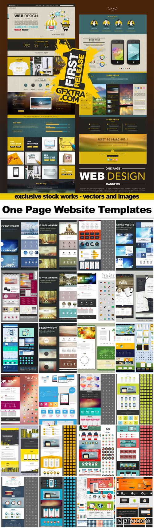 One Page Website Templates - 25x EPS