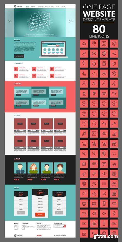 One Page Website Templates - 25x EPS