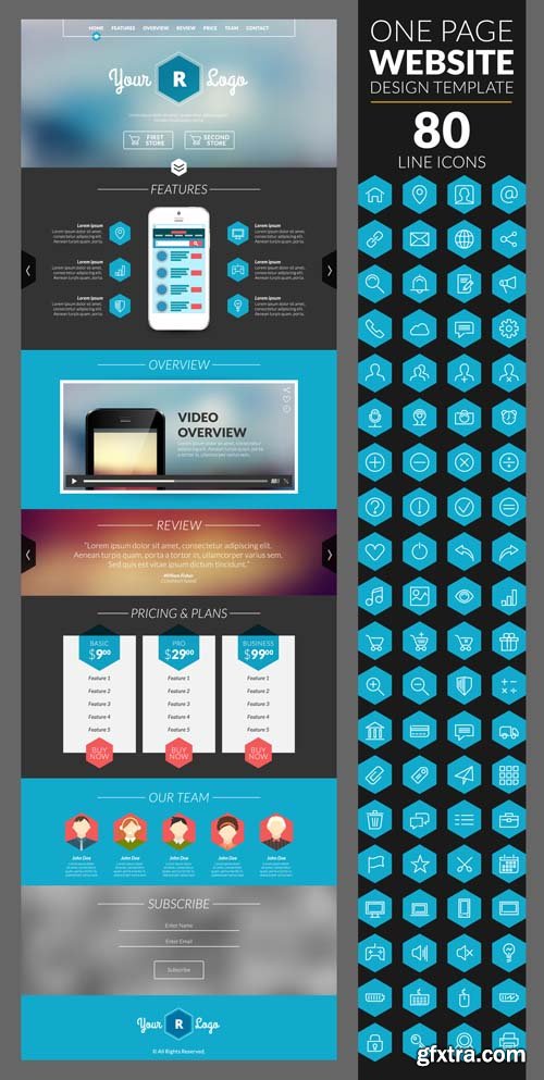 One Page Website Templates - 25x EPS