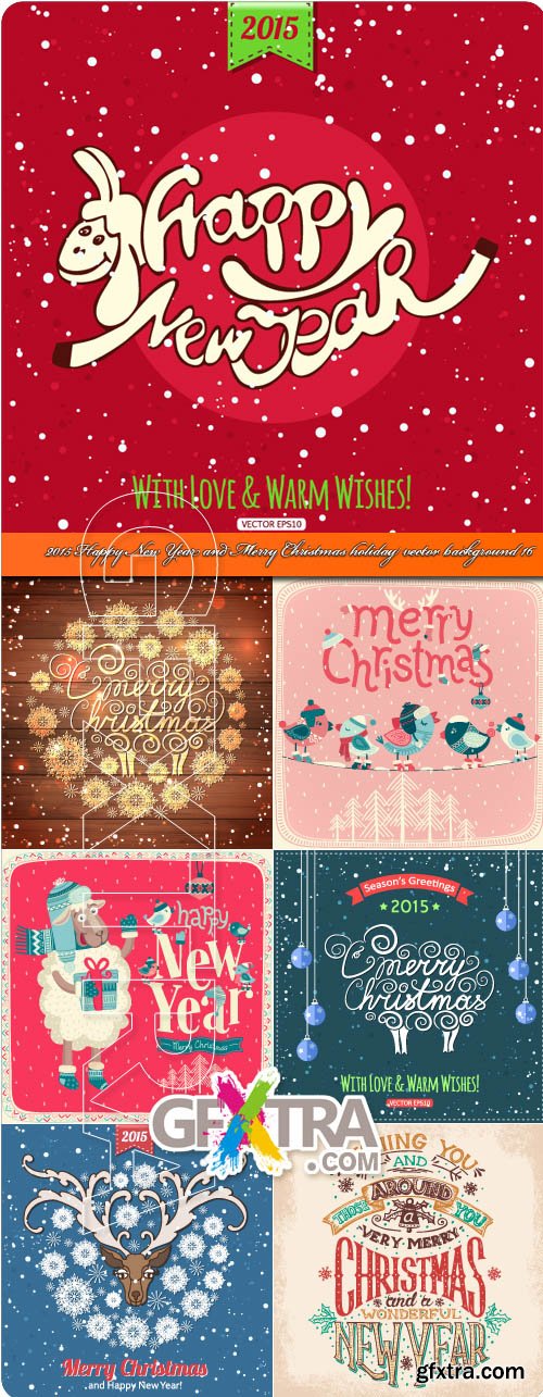 2015 Happy New Year and Merry Christmas holiday vector background 16