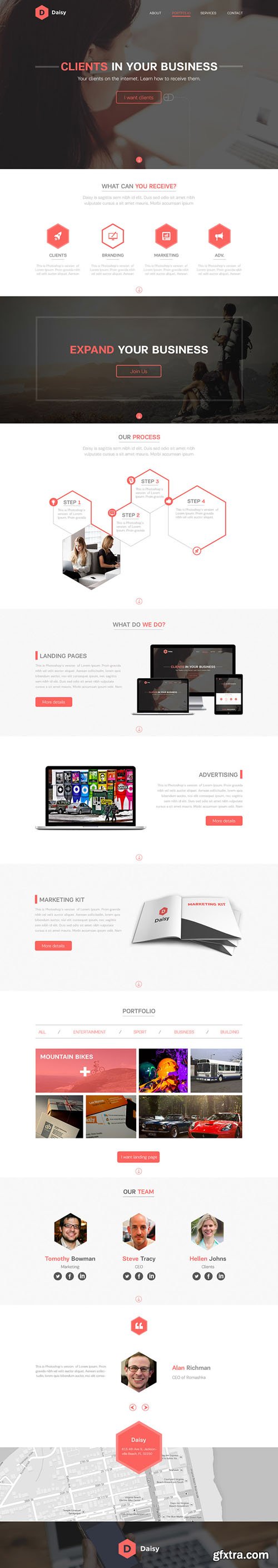 One Page PSD Website Theme