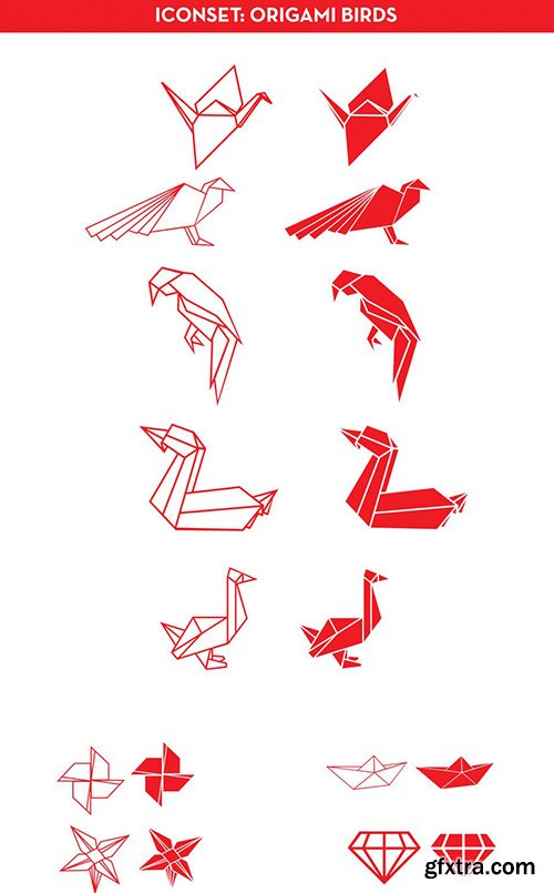 Ai Vector Origami Birds Icons