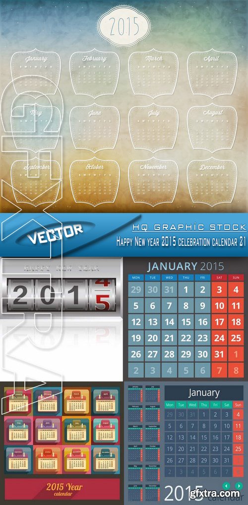 Stock Vector - Happy New year 2015 celebration calendar 21