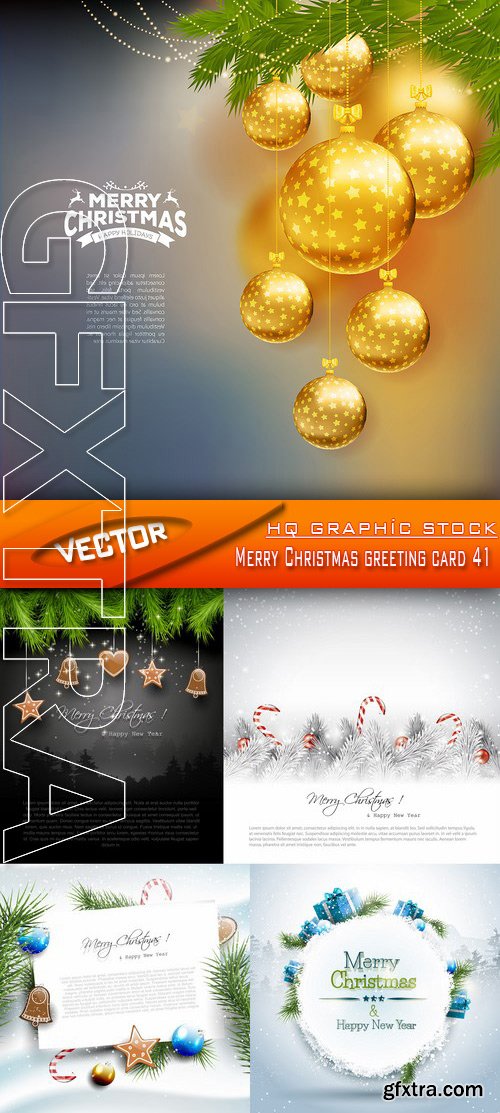 Stock Vector - Merry Christmas greeting card 41