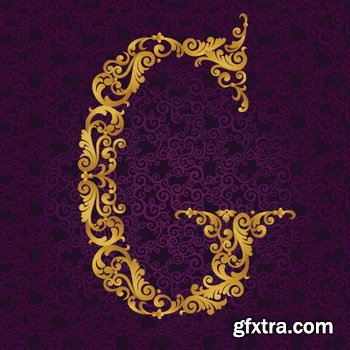 Victorian - Baroque Golden Alphabet 26xEPS