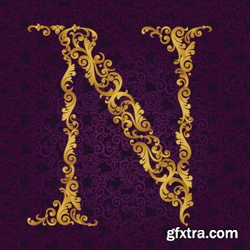 Victorian - Baroque Golden Alphabet 26xEPS