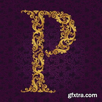 Victorian - Baroque Golden Alphabet 26xEPS