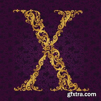 Victorian - Baroque Golden Alphabet 26xEPS