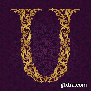 Victorian - Baroque Golden Alphabet 26xEPS