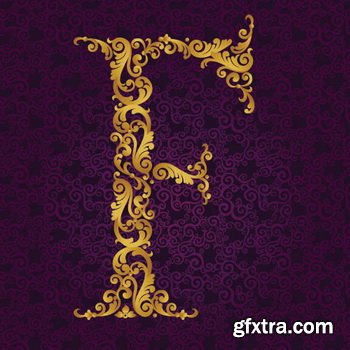 Victorian - Baroque Golden Alphabet 26xEPS