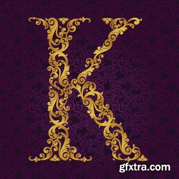 Victorian - Baroque Golden Alphabet 26xEPS