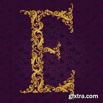 Victorian - Baroque Golden Alphabet 26xEPS