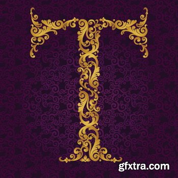 Victorian - Baroque Golden Alphabet 26xEPS