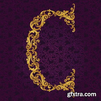 Victorian - Baroque Golden Alphabet 26xEPS