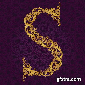 Victorian - Baroque Golden Alphabet 26xEPS