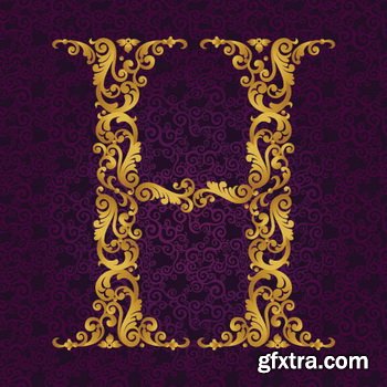 Victorian - Baroque Golden Alphabet 26xEPS