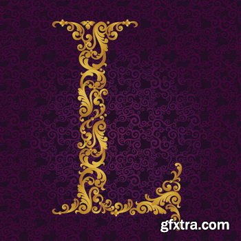 Victorian - Baroque Golden Alphabet 26xEPS