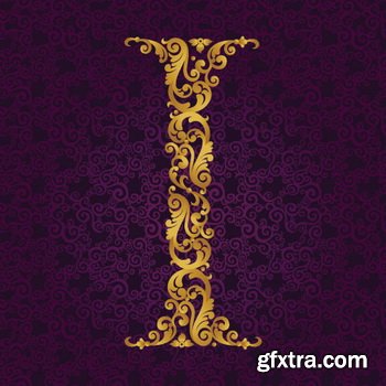 Victorian - Baroque Golden Alphabet 26xEPS