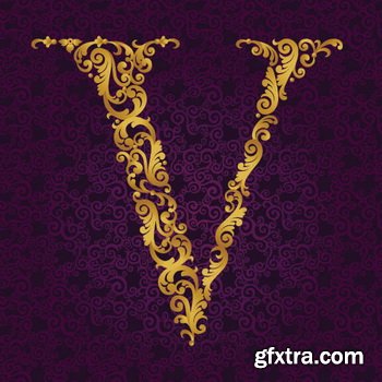 Victorian - Baroque Golden Alphabet 26xEPS