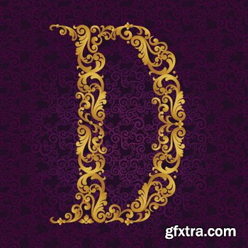 Victorian - Baroque Golden Alphabet 26xEPS