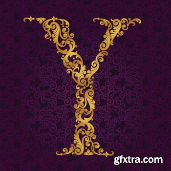 Victorian - Baroque Golden Alphabet 26xEPS