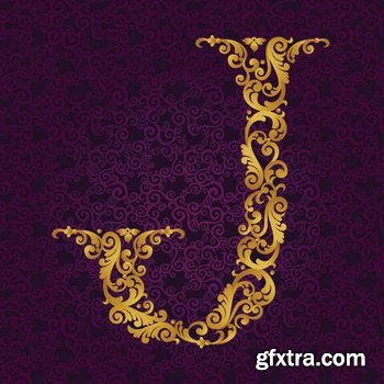 Victorian - Baroque Golden Alphabet 26xEPS