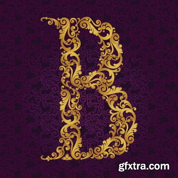 Victorian - Baroque Golden Alphabet 26xEPS