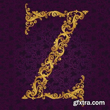 Victorian - Baroque Golden Alphabet 26xEPS