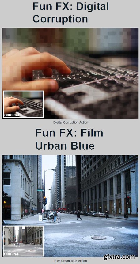 Fun FX: Digital Corruption & Film Urban Blue Photoshop Actions