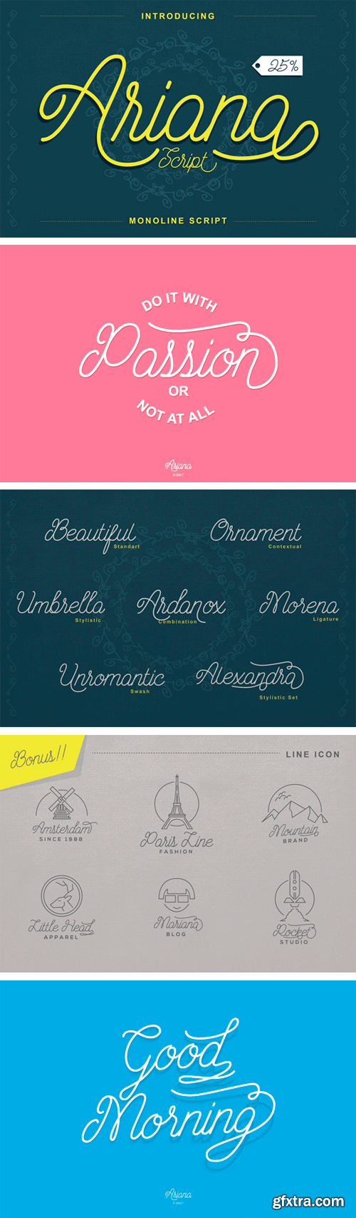 Ariana Script Font for $15 + Bonus