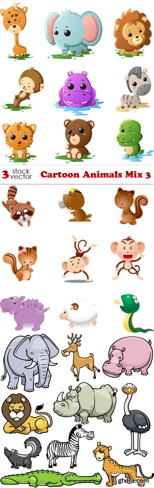 Vectors - Cartoon Animals Mix 3