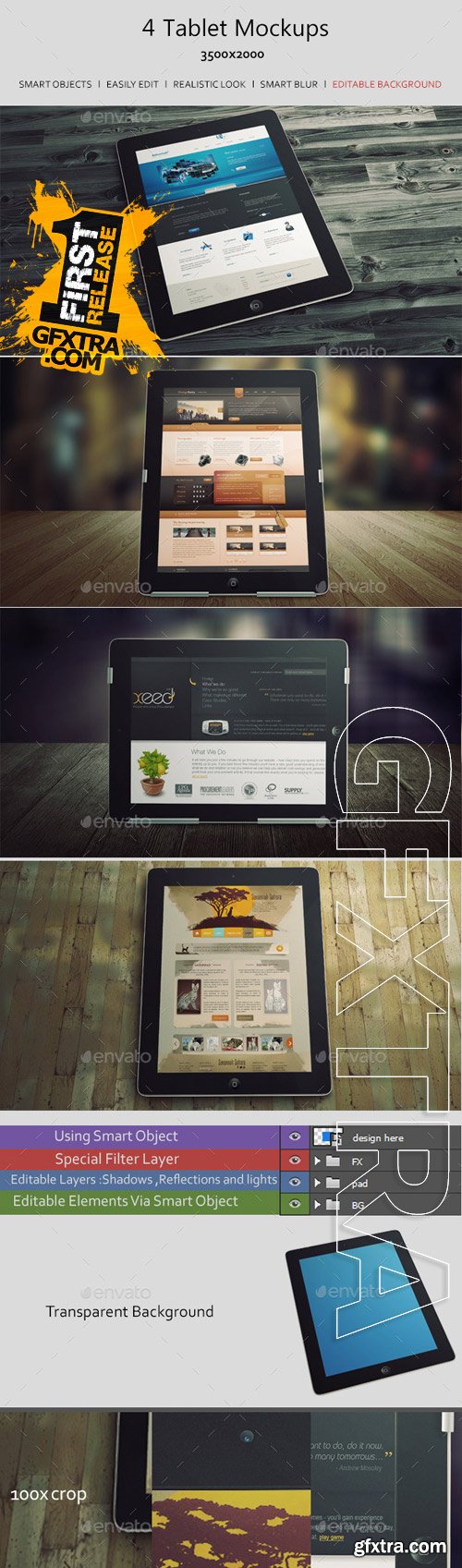 GraphicRiver - 4 Tablet Mockups 9517631