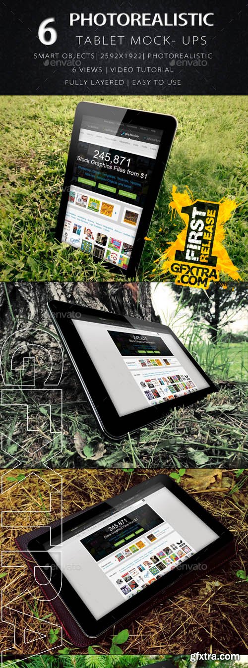 PhotoRealistic Tablet In Nature Mock Up - GraphicRiver 7950089