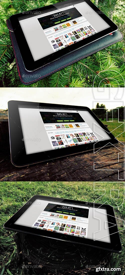 PhotoRealistic Tablet In Nature Mock Up - GraphicRiver 7950089