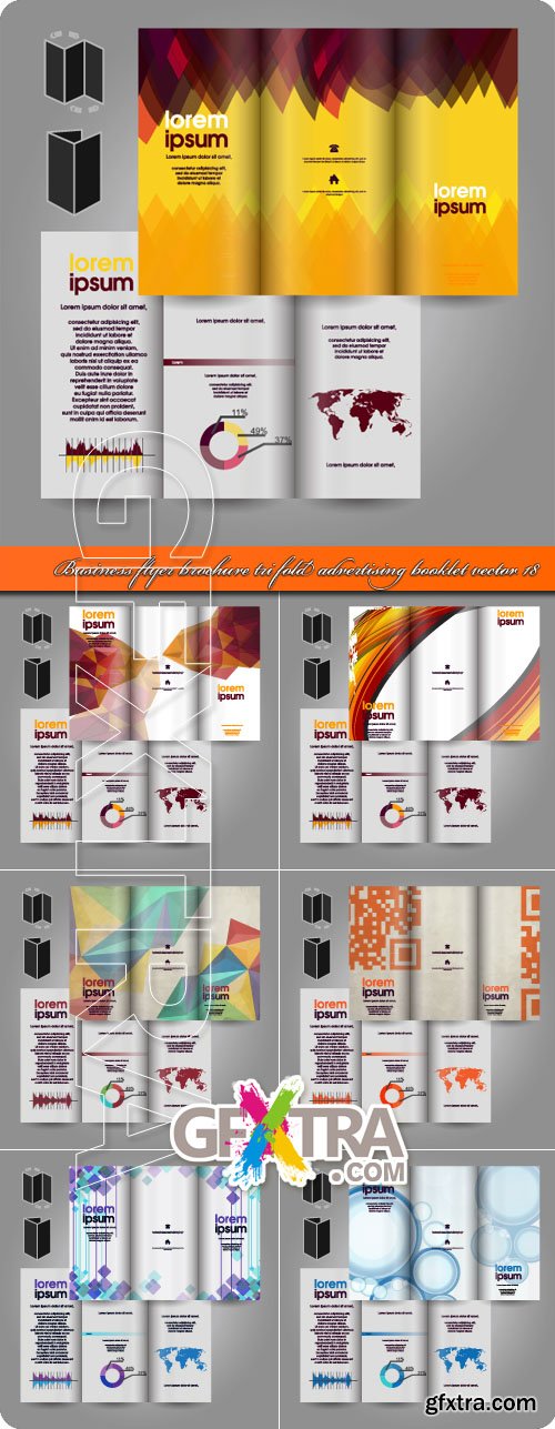 Business flyer brochure tri fold advertising booklet vector 18