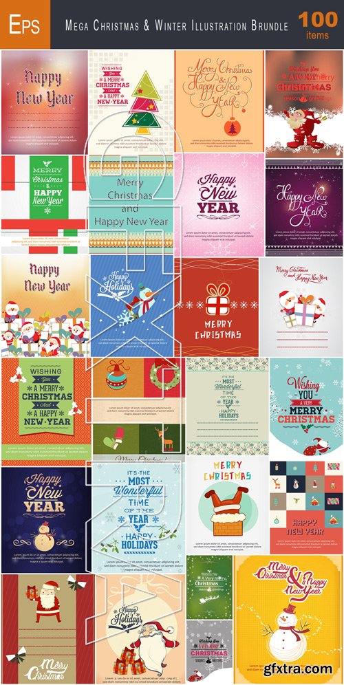 Mega Christmas & Winter Illustration Brundle, 50EPS