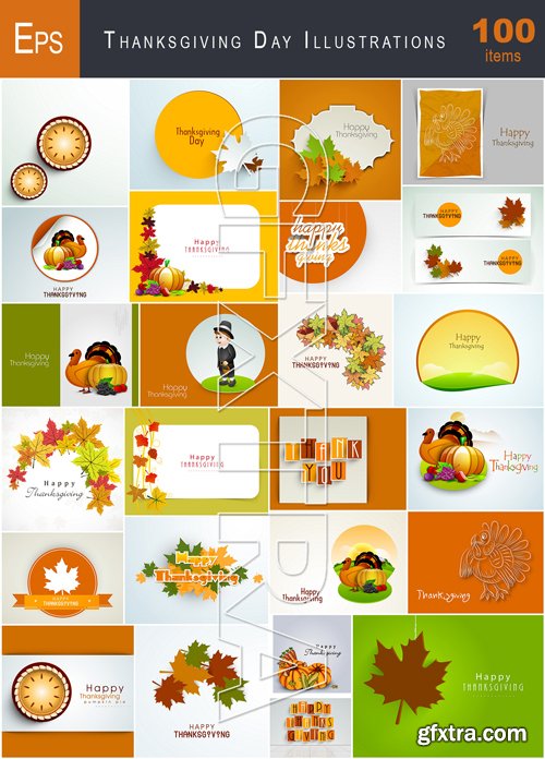 Thanksgiving Day Illustrations, 50EPS