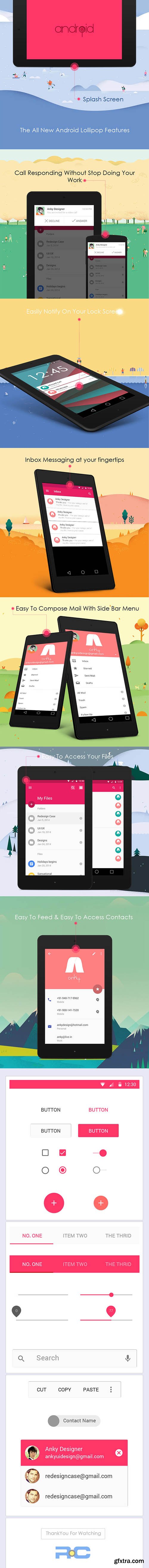 PSD Mock-Up's & GUI - Android Lollipop 5.0