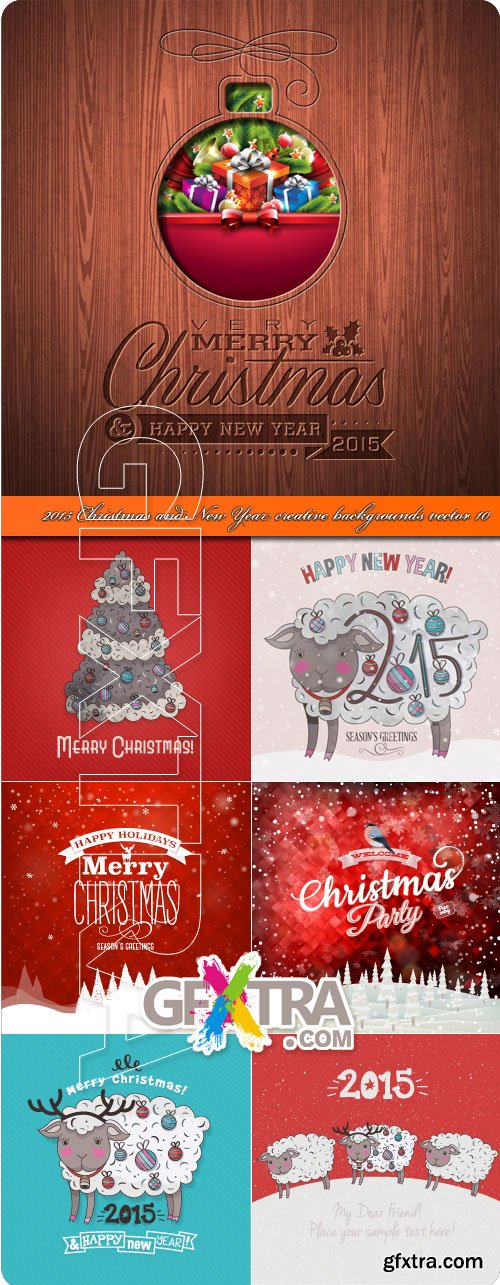 2015 Christmas and New Year creative backgrounds vector 10