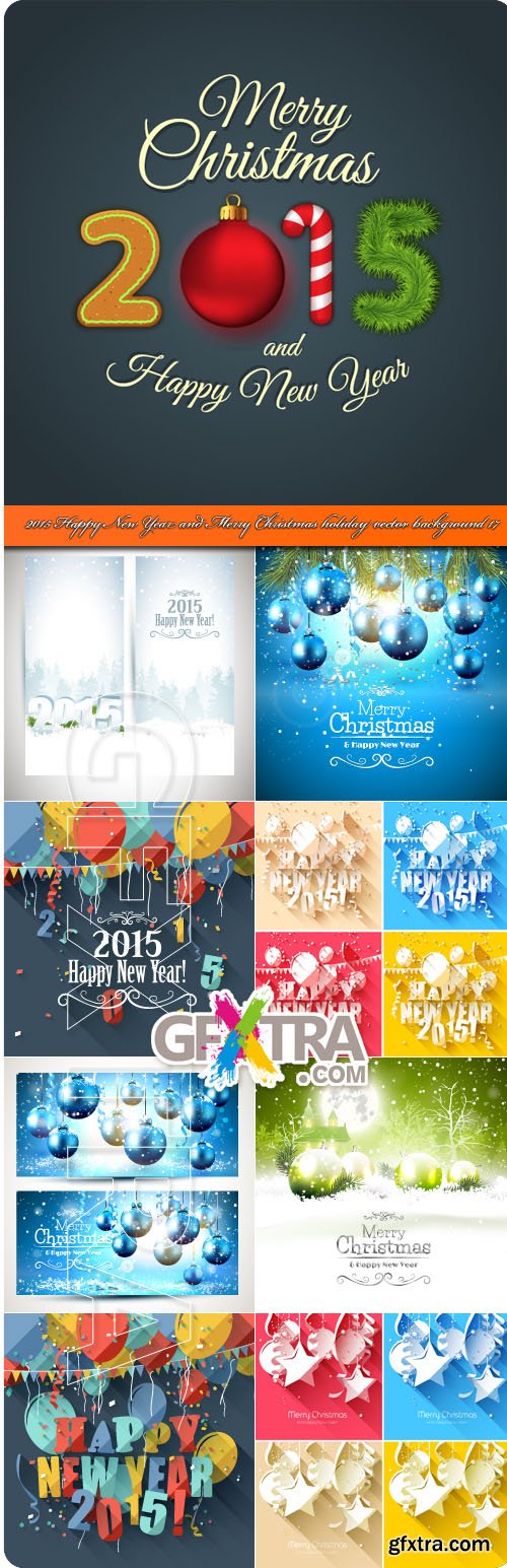 2015 Happy New Year and Merry Christmas holiday vector background 17