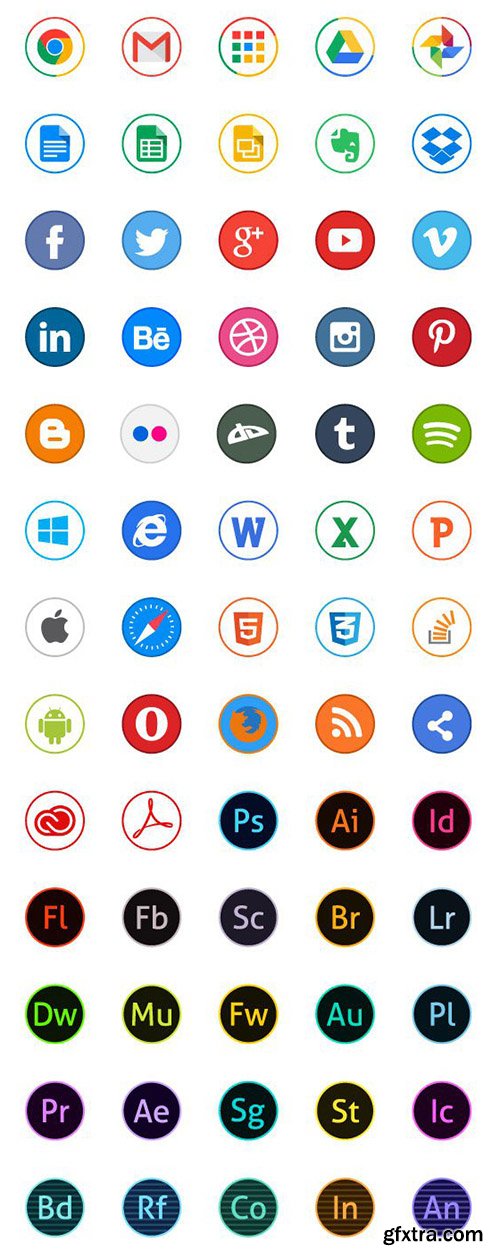 Ai, EPS, PDF Vector Web Circle Icons For Webmasters 2014