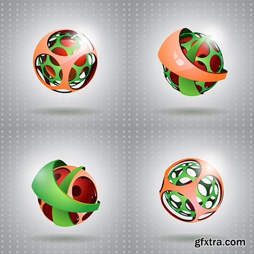 Abstract 3D Technology Sphere Vector Set