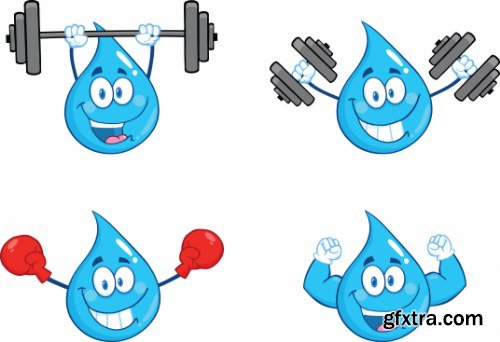 Blue water Drop Vector Set