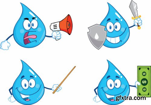 Blue water Drop Vector Set