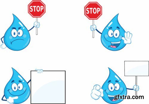 Blue water Drop Vector Set