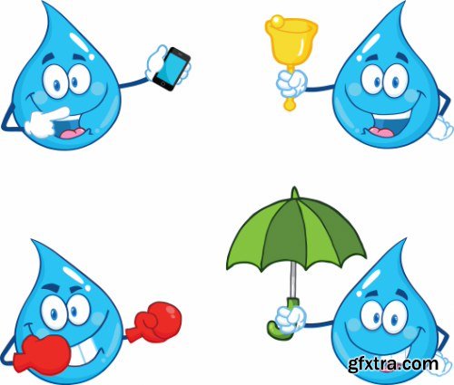 Blue water Drop Vector Set