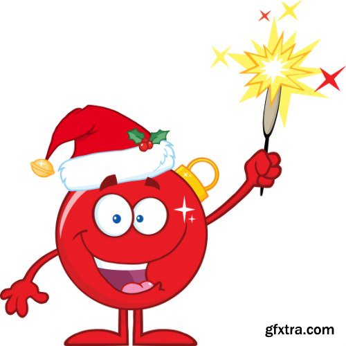 Happy Red Christmas Ball Character Vector Set