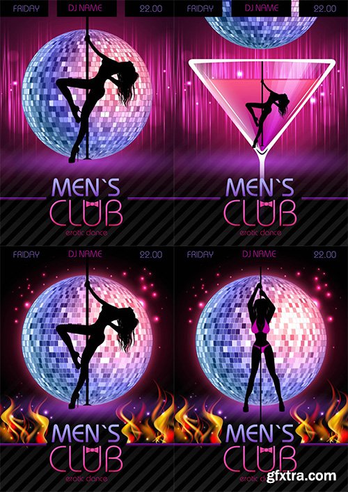 Mens Club Flyer Vector Set