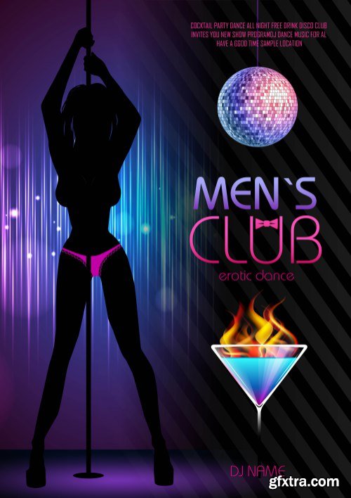 Mens Club Flyer Vector Set