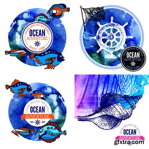 Ocean adventure Vector Set